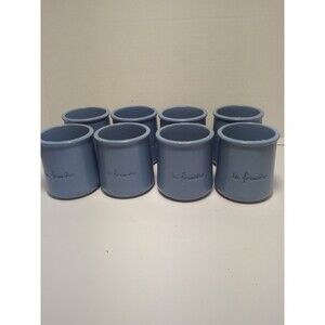 La Fermiere Glazed Periwinkle Blue Yogurt  Pot Freezer Micro Oven Safe Set Of 8